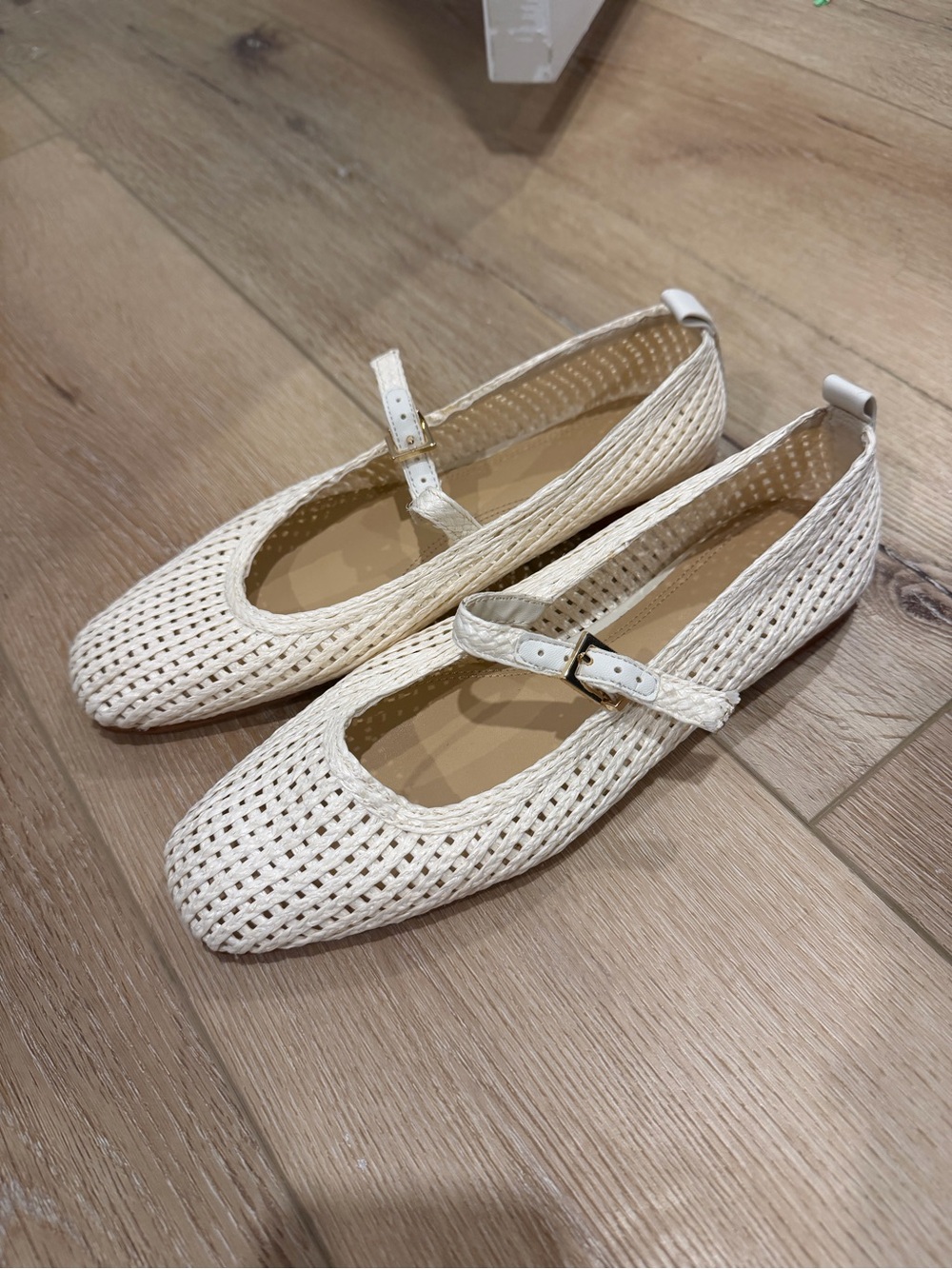 H&M Woven Mary Jane Flats in Ivory